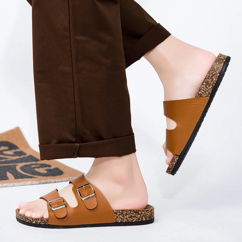 FREISTERN Unisex Cork Footbed Sandal Comfort Slide Sandals for Women Men