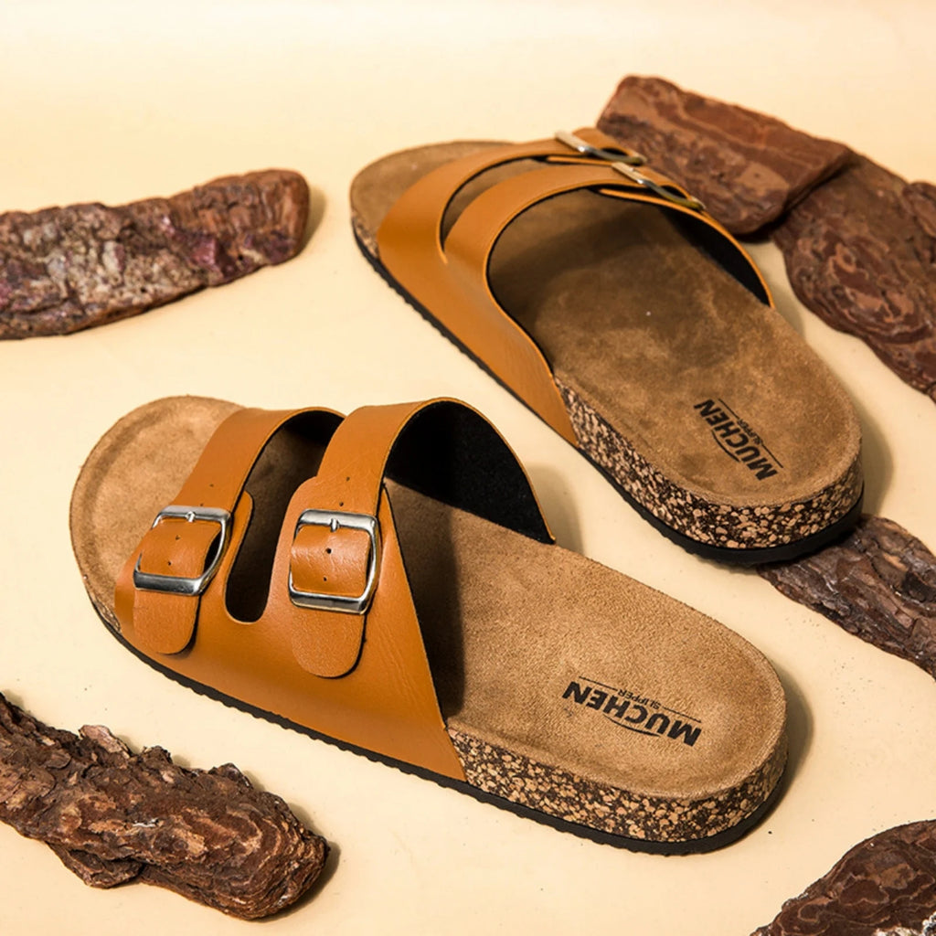 FREISTERN Unisex Cork Footbed Sandal Comfort Slide Sandals for Women Men