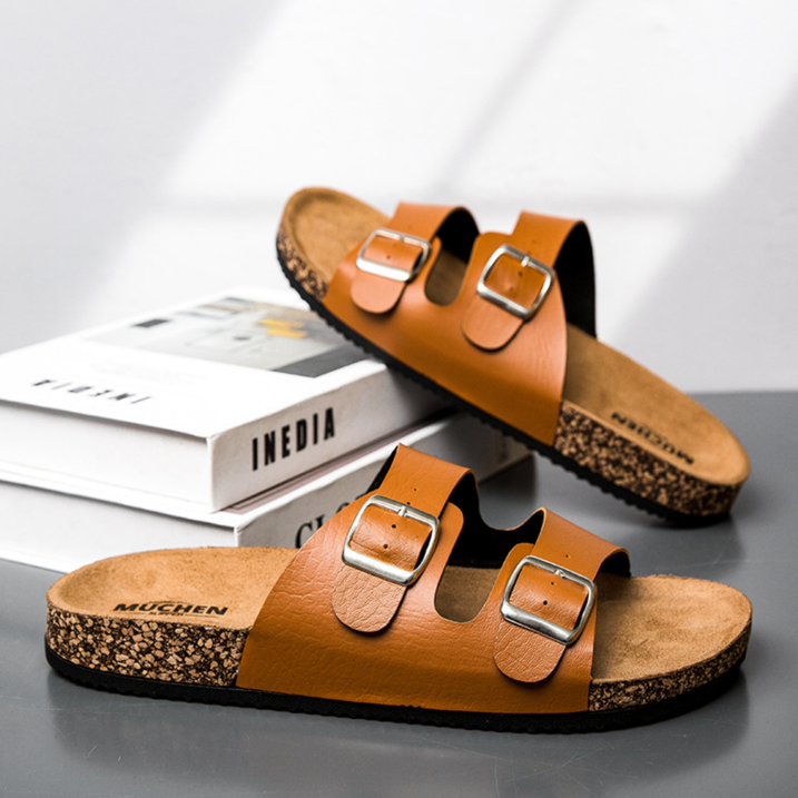 FREISTERN Unisex Cork Footbed Sandal Comfort Slide Sandals for Women Men