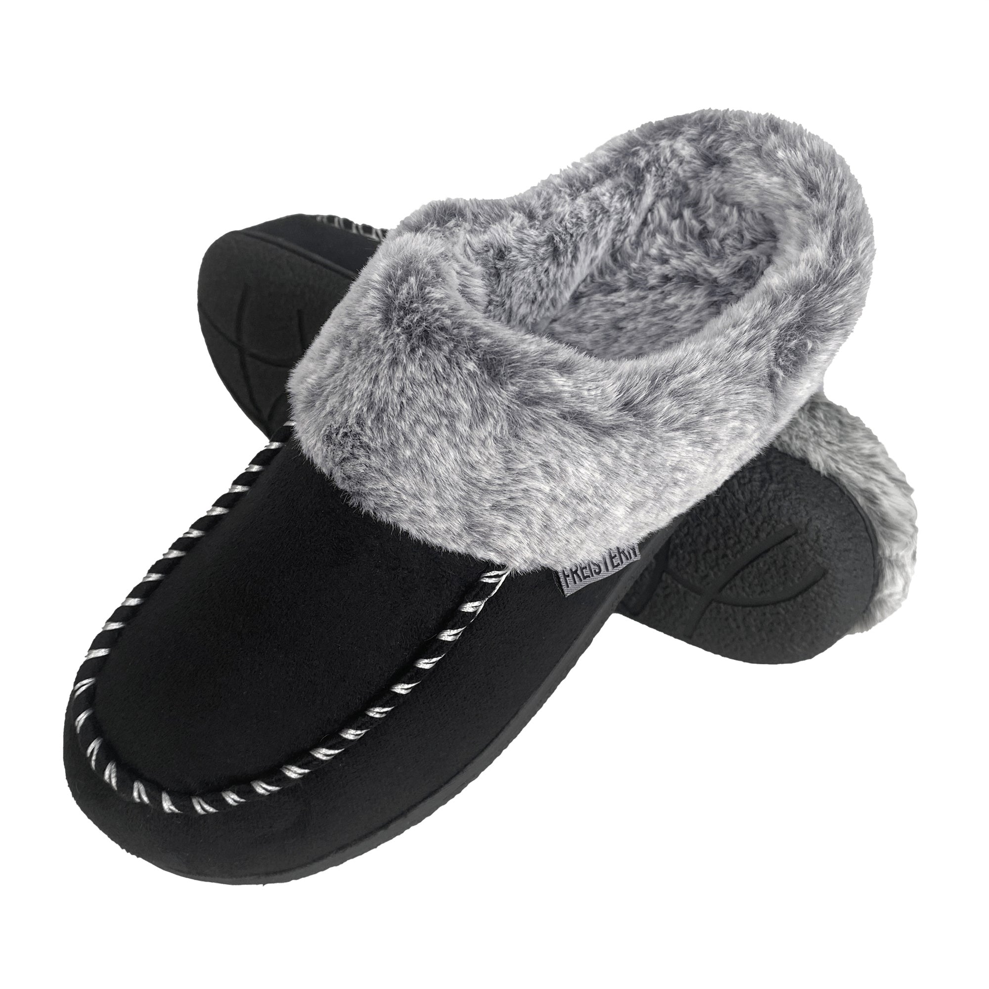 FREISTERN Women's Fuzzy House Slipper Warm Scuff Memory Foam Slip on Indoor Outdoor House Shoes