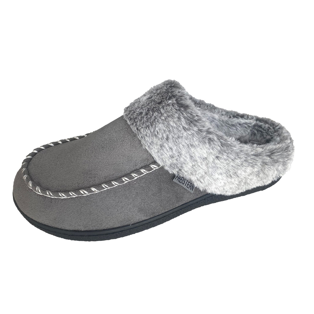 FREISTERN Women's Fuzzy House Slipper Warm Scuff Memory Foam Slip on Indoor Outdoor House Shoes