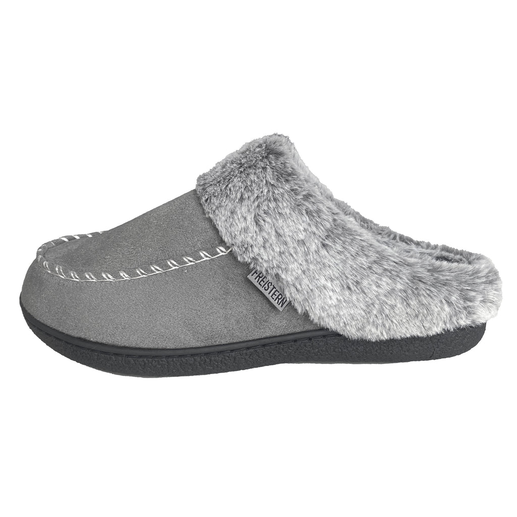 FREISTERN Women's Fuzzy House Slipper Warm Scuff Memory Foam Slip on Indoor Outdoor House Shoes