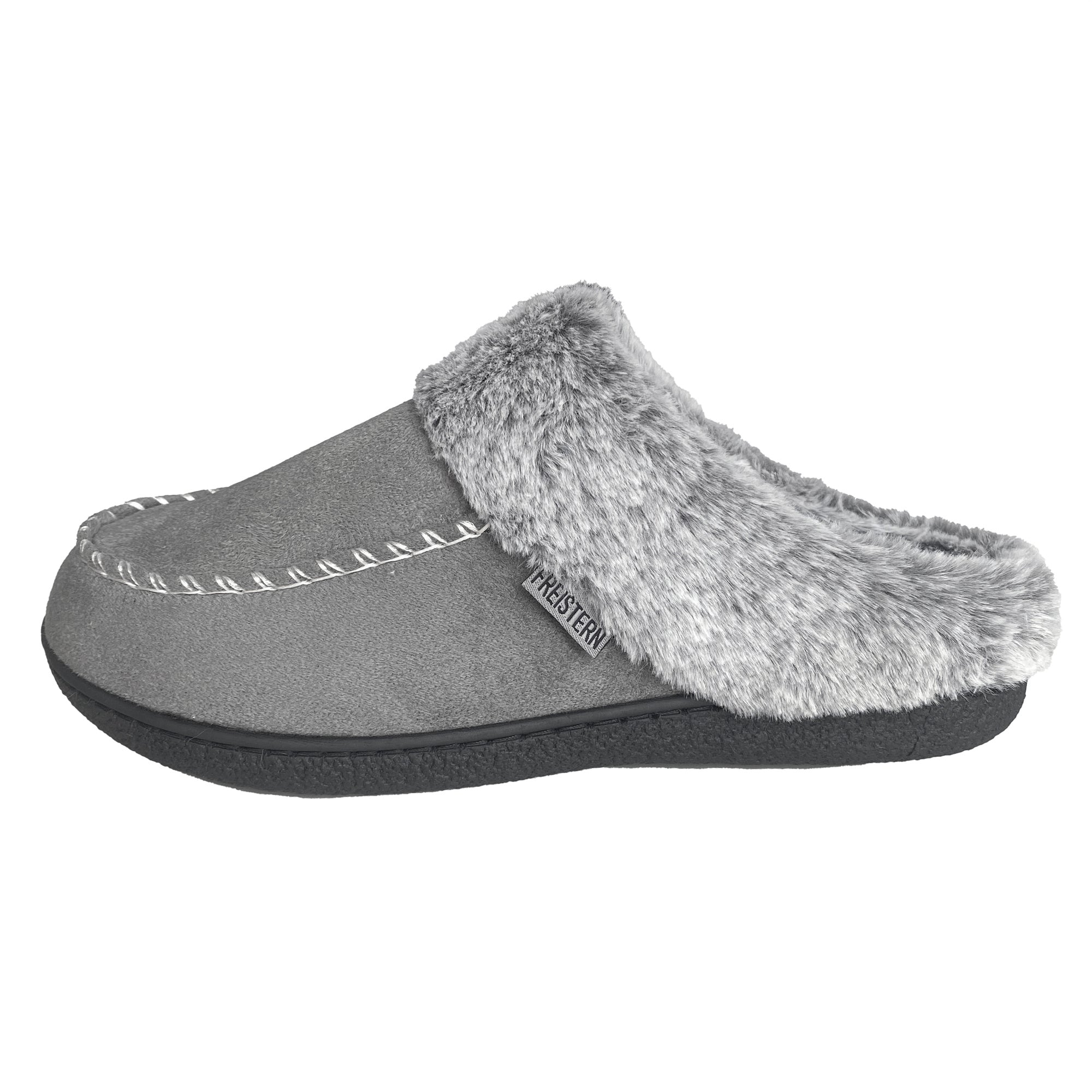 FREISTERN Women's Fuzzy House Slipper Warm Scuff Memory Foam Slip on Indoor Outdoor House Shoes