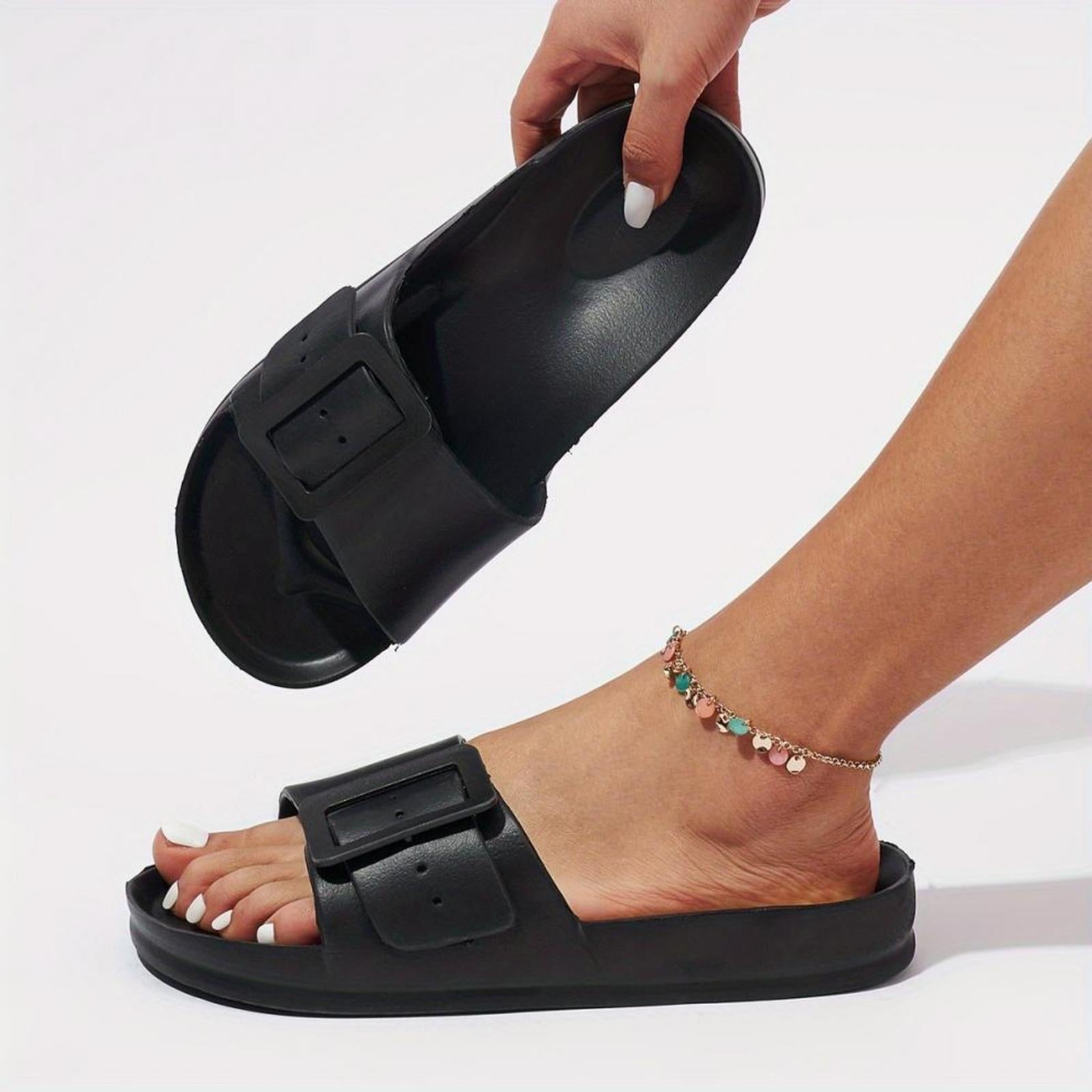 FREISTERN Women's EVA Slide Sandals One Buckle Adjustable Sandals