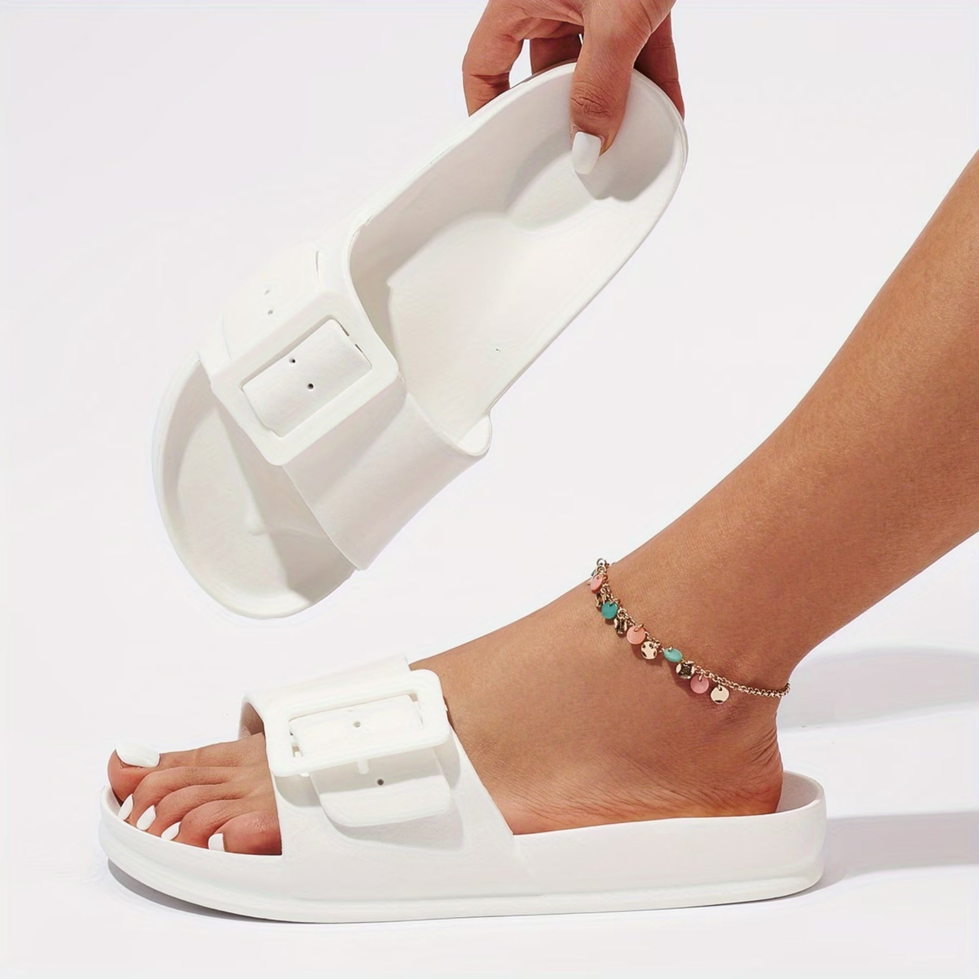 FREISTERN Women's EVA Slide Sandals One Buckle Adjustable Sandals