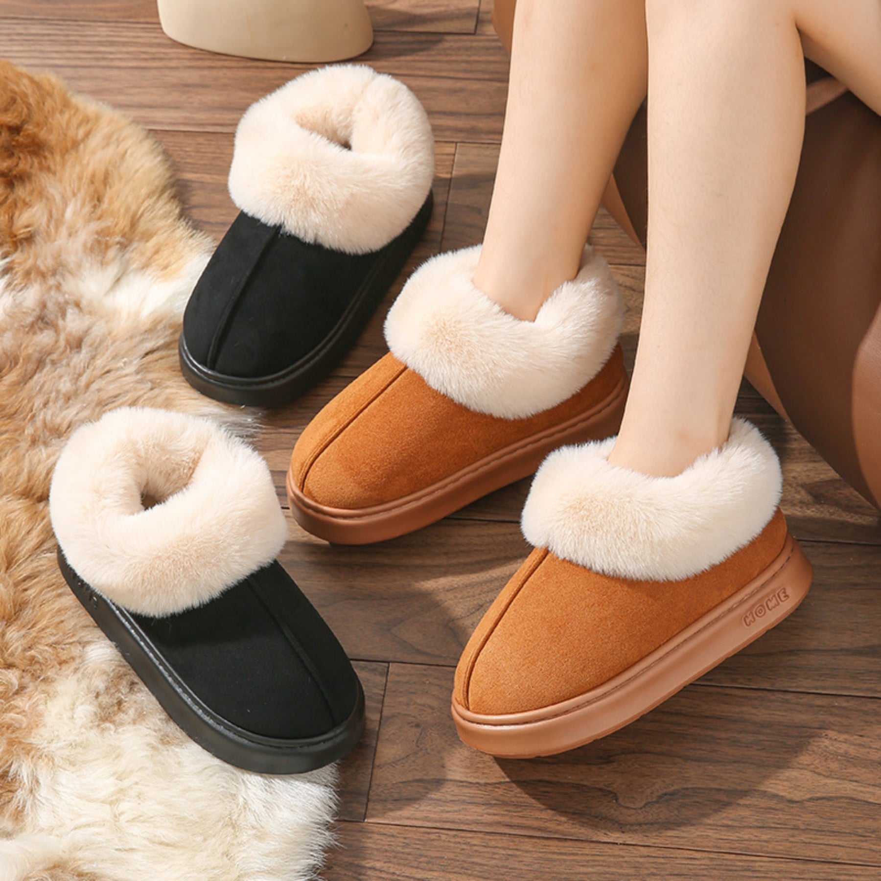FREISTERN Women's Fuzzy Bootie Slippers Comfortable House Shoes for Indoor Outdoor