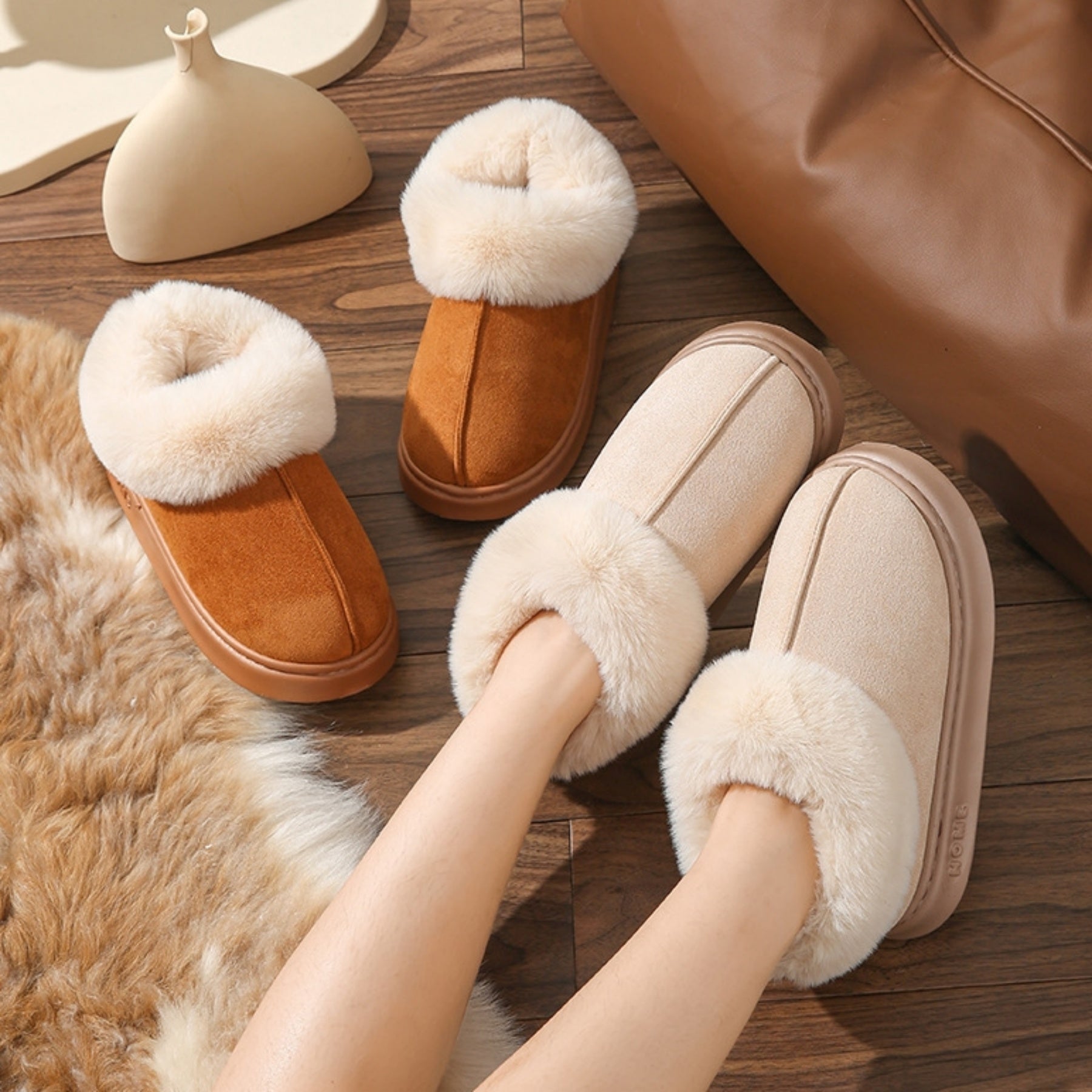 FREISTERN Women's Fuzzy Bootie Slippers Comfortable House Shoes for Indoor Outdoor
