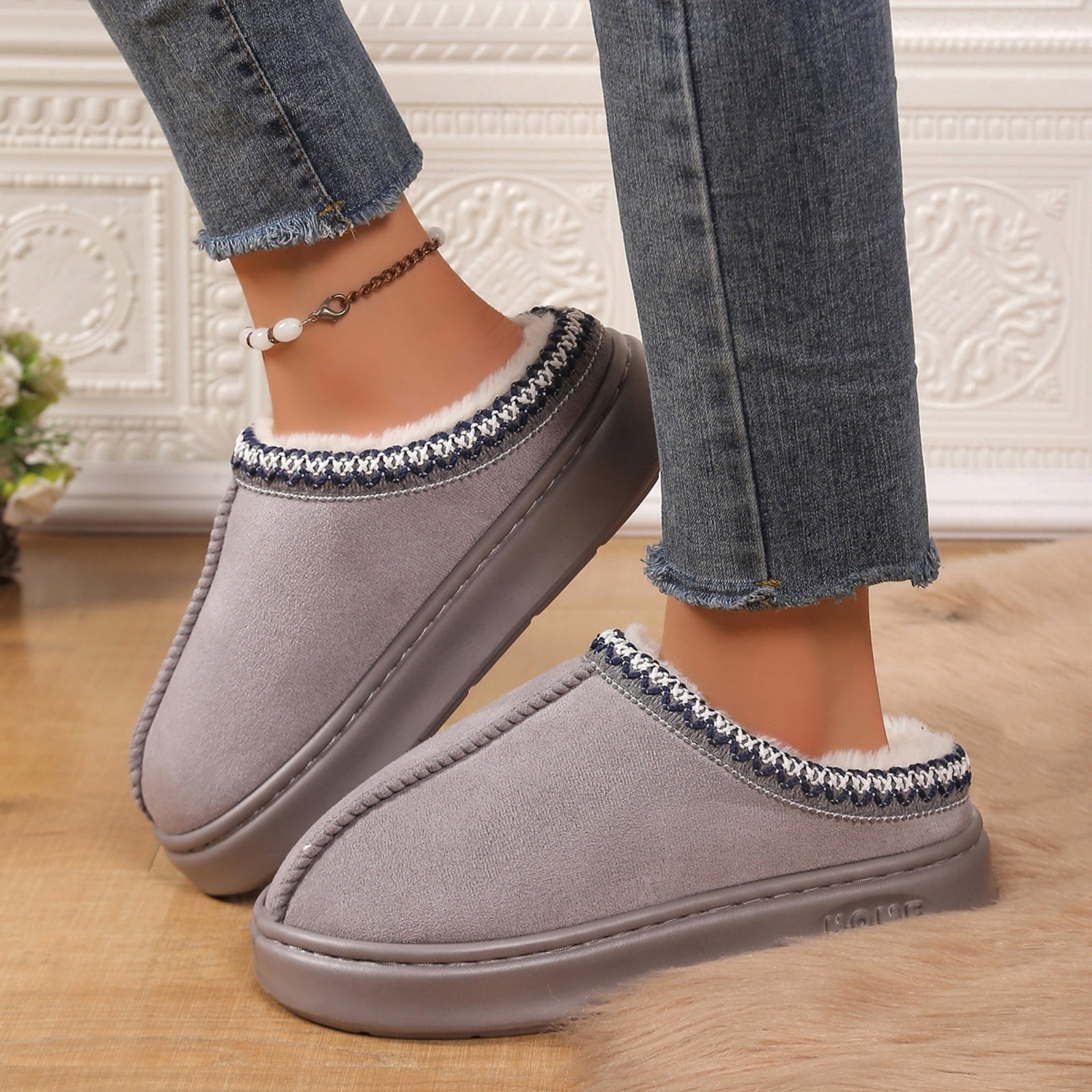 FREISTERN Women's Fuzzy EVA Slippers with Thick Sole and Memory Foam