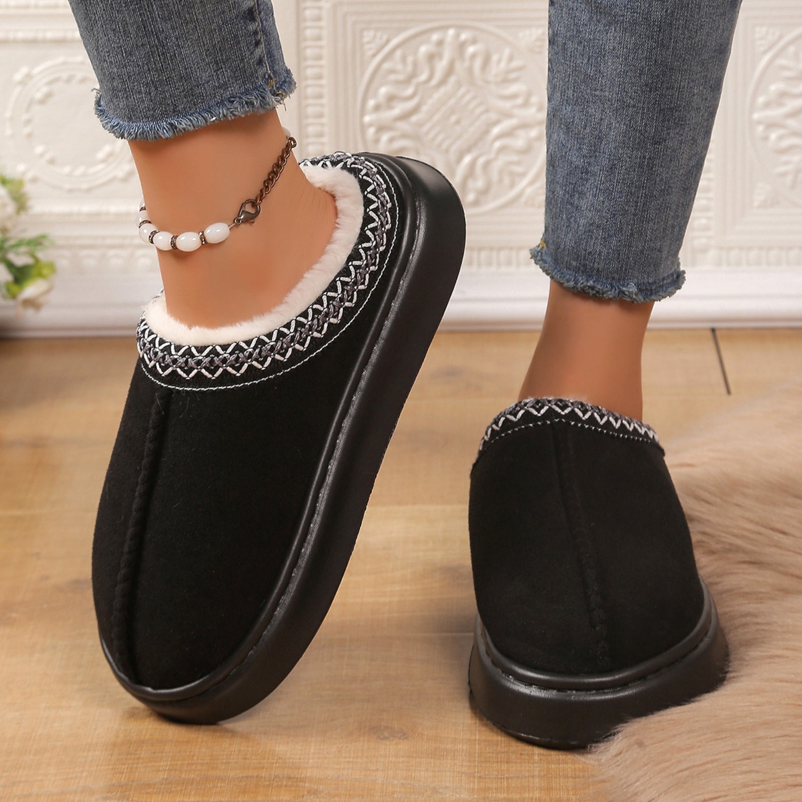 FREISTERN Women's Fuzzy EVA Slippers with Thick Sole and Memory Foam